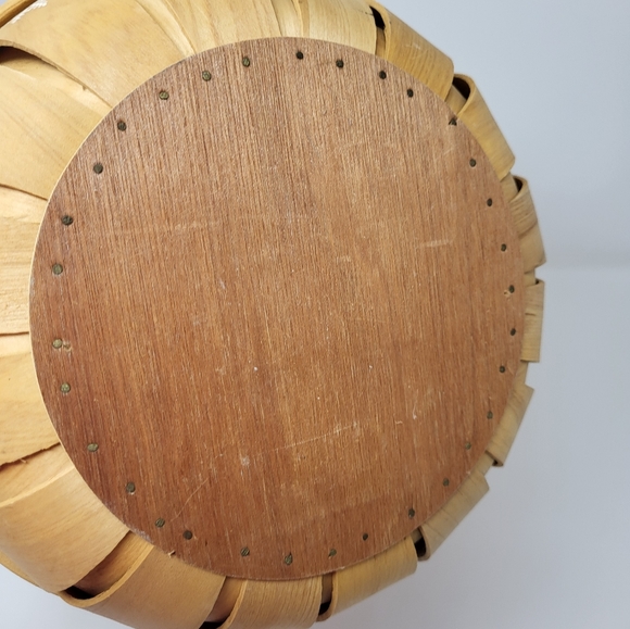 Christmas Holly Snowflake Candy Cane Wooden Round Bucket Basket Bushel - Picture 5 of 10